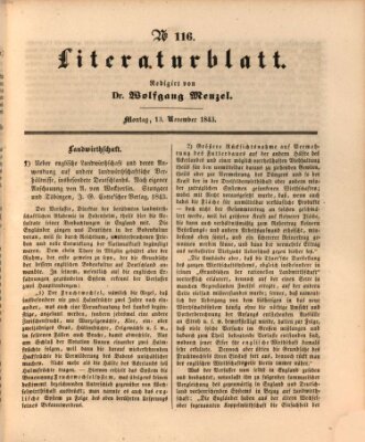 Morgenblatt für gebildete Leser. Literaturblatt (Morgenblatt für gebildete Stände) Montag 13. November 1843