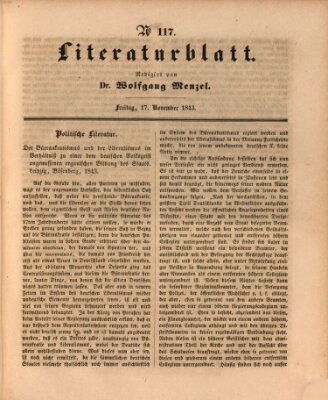 Morgenblatt für gebildete Leser. Literaturblatt (Morgenblatt für gebildete Stände) Freitag 17. November 1843