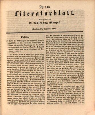 Morgenblatt für gebildete Leser. Literaturblatt (Morgenblatt für gebildete Stände) Montag 20. November 1843