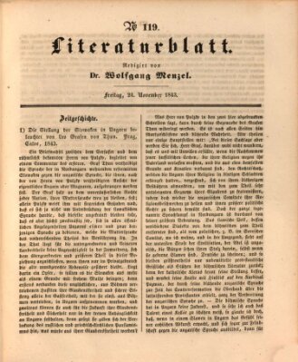 Morgenblatt für gebildete Leser. Literaturblatt (Morgenblatt für gebildete Stände) Freitag 24. November 1843