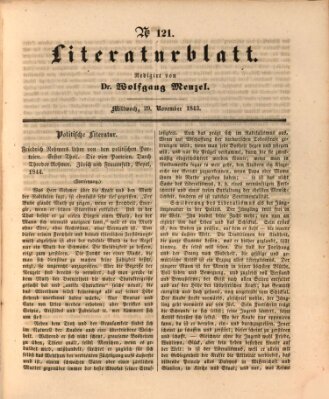 Morgenblatt für gebildete Leser. Literaturblatt (Morgenblatt für gebildete Stände) Mittwoch 29. November 1843