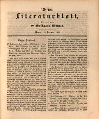 Morgenblatt für gebildete Leser. Literaturblatt (Morgenblatt für gebildete Stände) Montag 11. Dezember 1843