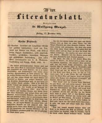 Morgenblatt für gebildete Leser. Literaturblatt (Morgenblatt für gebildete Stände) Freitag 15. Dezember 1843