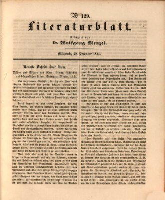 Morgenblatt für gebildete Leser. Literaturblatt (Morgenblatt für gebildete Stände) Mittwoch 20. Dezember 1843