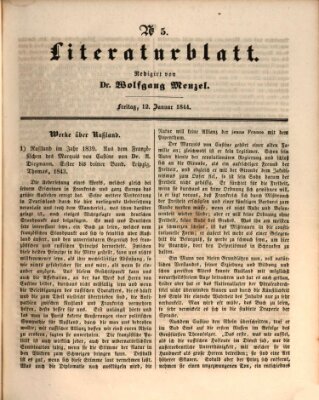 Morgenblatt für gebildete Leser. Literaturblatt (Morgenblatt für gebildete Stände) Freitag 12. Januar 1844