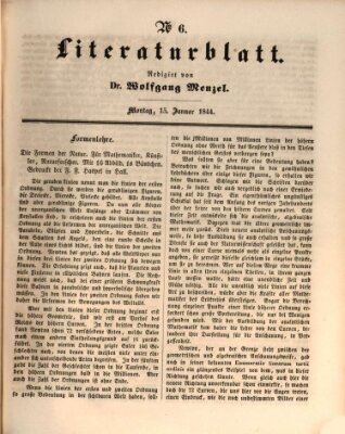 Morgenblatt für gebildete Leser. Literaturblatt (Morgenblatt für gebildete Stände) Montag 15. Januar 1844