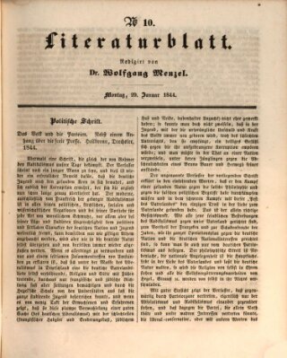 Morgenblatt für gebildete Leser. Literaturblatt (Morgenblatt für gebildete Stände) Montag 29. Januar 1844