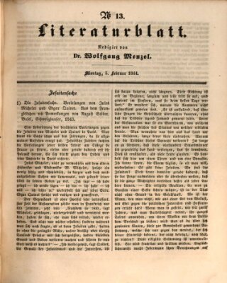 Morgenblatt für gebildete Leser. Literaturblatt (Morgenblatt für gebildete Stände) Montag 5. Februar 1844