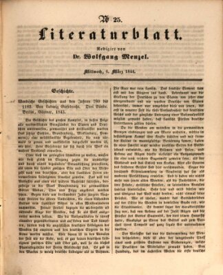 Morgenblatt für gebildete Leser. Literaturblatt (Morgenblatt für gebildete Stände) Mittwoch 6. März 1844