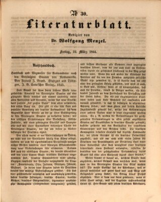 Morgenblatt für gebildete Leser. Literaturblatt (Morgenblatt für gebildete Stände) Freitag 22. März 1844