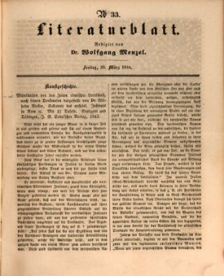 Morgenblatt für gebildete Leser. Literaturblatt (Morgenblatt für gebildete Stände) Freitag 29. März 1844