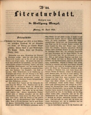 Morgenblatt für gebildete Leser. Literaturblatt (Morgenblatt für gebildete Stände) Montag 29. April 1844