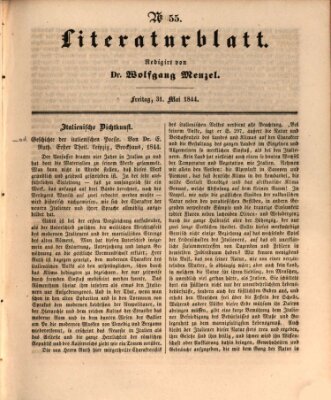 Morgenblatt für gebildete Leser. Literaturblatt (Morgenblatt für gebildete Stände) Freitag 31. Mai 1844