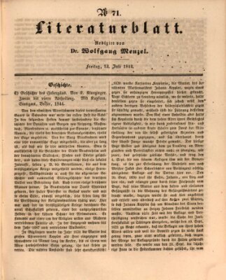 Morgenblatt für gebildete Leser. Literaturblatt (Morgenblatt für gebildete Stände) Freitag 12. Juli 1844