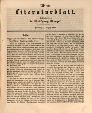 Morgenblatt für gebildete Leser. Literaturblatt (Morgenblatt für gebildete Stände) Montag 5. August 1844