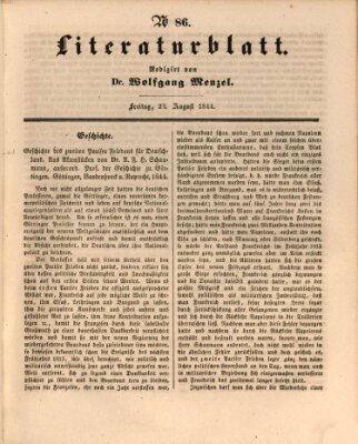 Morgenblatt für gebildete Leser. Literaturblatt (Morgenblatt für gebildete Stände) Freitag 23. August 1844