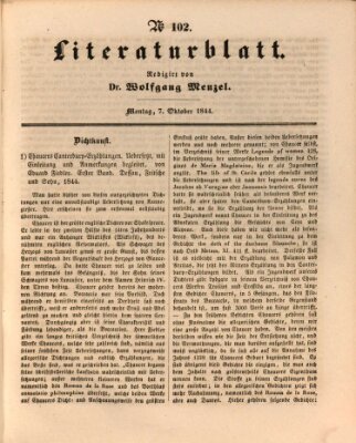 Morgenblatt für gebildete Leser. Literaturblatt (Morgenblatt für gebildete Stände) Montag 7. Oktober 1844