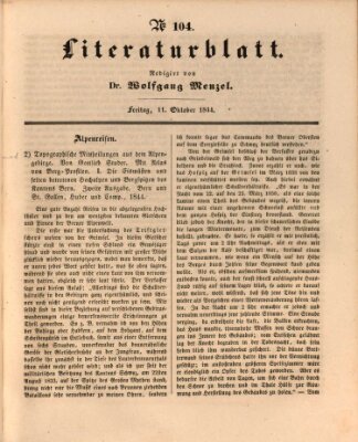 Morgenblatt für gebildete Leser. Literaturblatt (Morgenblatt für gebildete Stände) Freitag 11. Oktober 1844