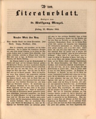 Morgenblatt für gebildete Leser. Literaturblatt (Morgenblatt für gebildete Stände) Freitag 25. Oktober 1844