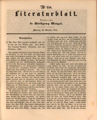 Morgenblatt für gebildete Leser. Literaturblatt (Morgenblatt für gebildete Stände) Montag 28. Oktober 1844