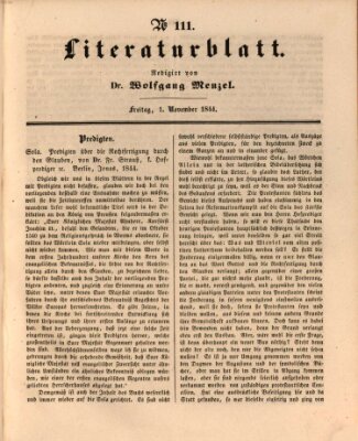 Morgenblatt für gebildete Leser. Literaturblatt (Morgenblatt für gebildete Stände) Freitag 1. November 1844