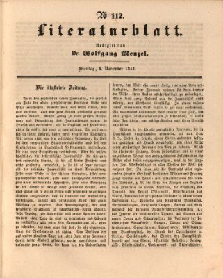 Morgenblatt für gebildete Leser. Literaturblatt (Morgenblatt für gebildete Stände) Montag 4. November 1844