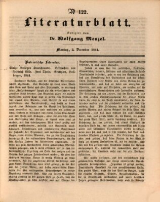 Morgenblatt für gebildete Leser. Literaturblatt (Morgenblatt für gebildete Stände) Montag 2. Dezember 1844