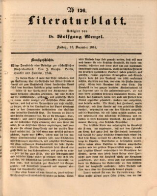 Morgenblatt für gebildete Leser. Literaturblatt (Morgenblatt für gebildete Stände) Freitag 13. Dezember 1844