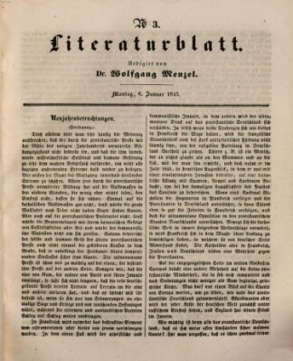 Morgenblatt für gebildete Leser. Literaturblatt (Morgenblatt für gebildete Stände) Montag 6. Januar 1845