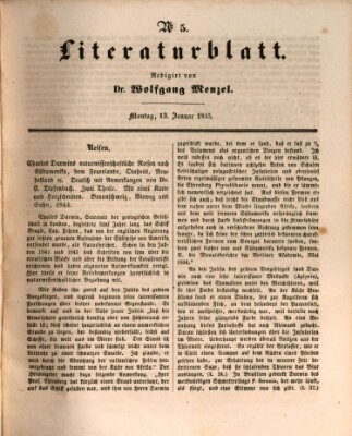 Morgenblatt für gebildete Leser. Literaturblatt (Morgenblatt für gebildete Stände) Montag 13. Januar 1845