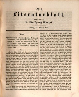 Morgenblatt für gebildete Leser. Literaturblatt (Morgenblatt für gebildete Stände) Freitag 17. Januar 1845