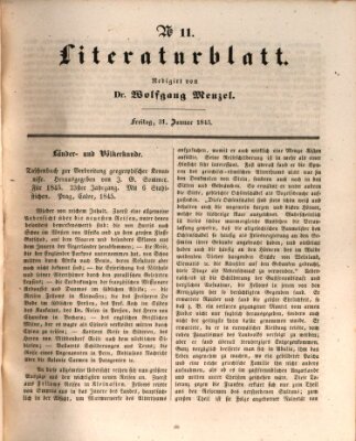 Morgenblatt für gebildete Leser. Literaturblatt (Morgenblatt für gebildete Stände) Freitag 31. Januar 1845