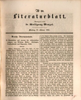 Morgenblatt für gebildete Leser. Literaturblatt (Morgenblatt für gebildete Stände) Montag 24. Februar 1845