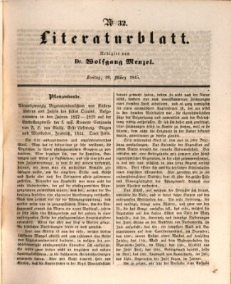 Morgenblatt für gebildete Leser. Literaturblatt (Morgenblatt für gebildete Stände) Freitag 28. März 1845