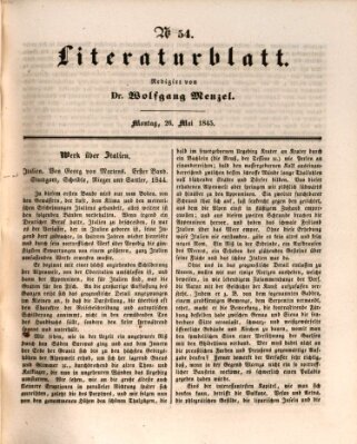 Morgenblatt für gebildete Leser. Literaturblatt (Morgenblatt für gebildete Stände) Montag 26. Mai 1845