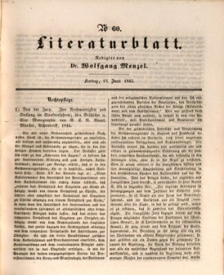 Morgenblatt für gebildete Leser. Literaturblatt (Morgenblatt für gebildete Stände) Freitag 13. Juni 1845