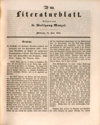 Morgenblatt für gebildete Leser. Literaturblatt (Morgenblatt für gebildete Stände) Mittwoch 18. Juni 1845