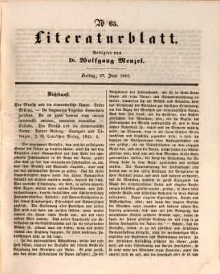 Morgenblatt für gebildete Leser. Literaturblatt (Morgenblatt für gebildete Stände) Freitag 27. Juni 1845