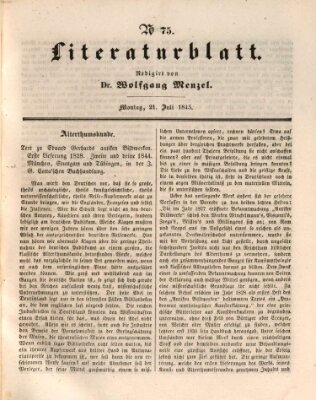 Morgenblatt für gebildete Leser. Literaturblatt (Morgenblatt für gebildete Stände) Montag 21. Juli 1845