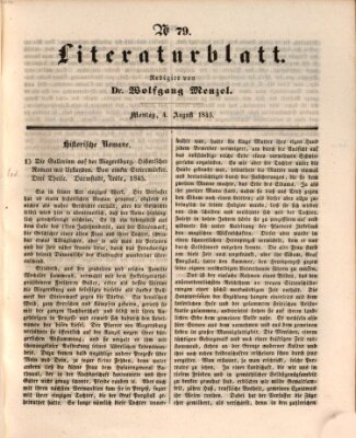 Morgenblatt für gebildete Leser. Literaturblatt (Morgenblatt für gebildete Stände) Montag 4. August 1845