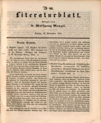 Morgenblatt für gebildete Leser. Literaturblatt (Morgenblatt für gebildete Stände) Freitag 19. September 1845