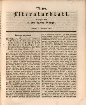 Morgenblatt für gebildete Leser. Literaturblatt (Morgenblatt für gebildete Stände) Freitag 3. Oktober 1845