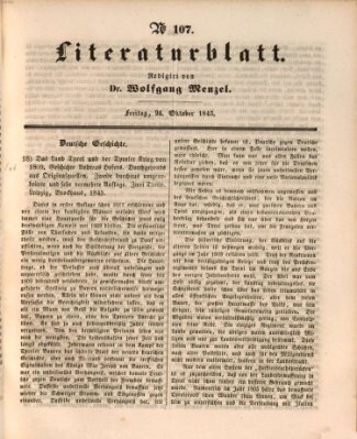 Morgenblatt für gebildete Leser. Literaturblatt (Morgenblatt für gebildete Stände) Freitag 24. Oktober 1845