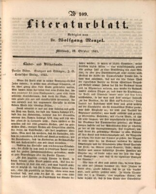 Morgenblatt für gebildete Leser. Literaturblatt (Morgenblatt für gebildete Stände) Mittwoch 29. Oktober 1845