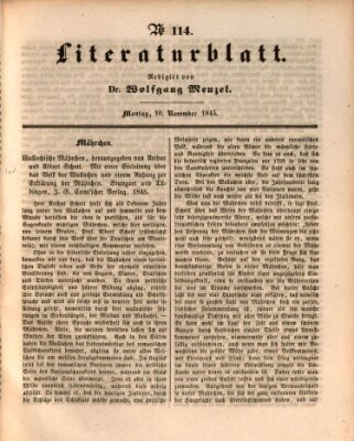 Morgenblatt für gebildete Leser. Literaturblatt (Morgenblatt für gebildete Stände) Montag 10. November 1845