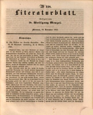 Morgenblatt für gebildete Leser. Literaturblatt (Morgenblatt für gebildete Stände) Mittwoch 19. November 1845