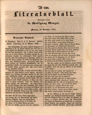 Morgenblatt für gebildete Leser. Literaturblatt (Morgenblatt für gebildete Stände) Montag 24. November 1845