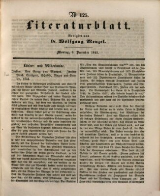 Morgenblatt für gebildete Leser. Literaturblatt (Morgenblatt für gebildete Stände) Montag 8. Dezember 1845