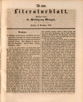 Morgenblatt für gebildete Leser. Literaturblatt (Morgenblatt für gebildete Stände) Freitag 19. Dezember 1845