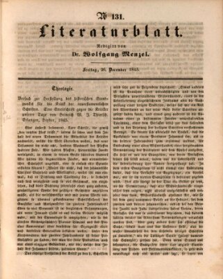 Morgenblatt für gebildete Leser. Literaturblatt (Morgenblatt für gebildete Stände) Freitag 26. Dezember 1845